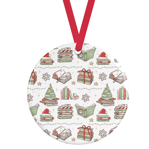 Classic Bookish Christmas Ceramic Ornament