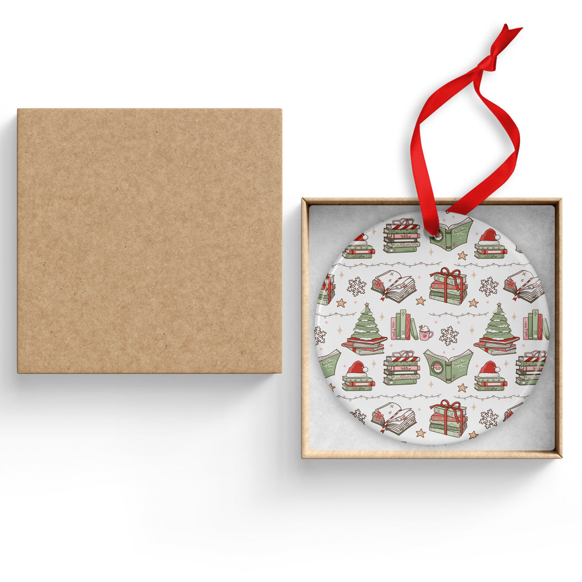 Classic Bookish Christmas Ceramic Ornament