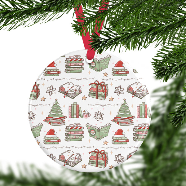 Classic Bookish Christmas Ceramic Ornament