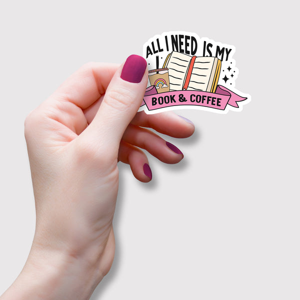 Books And Coffee Vinyl Sticker