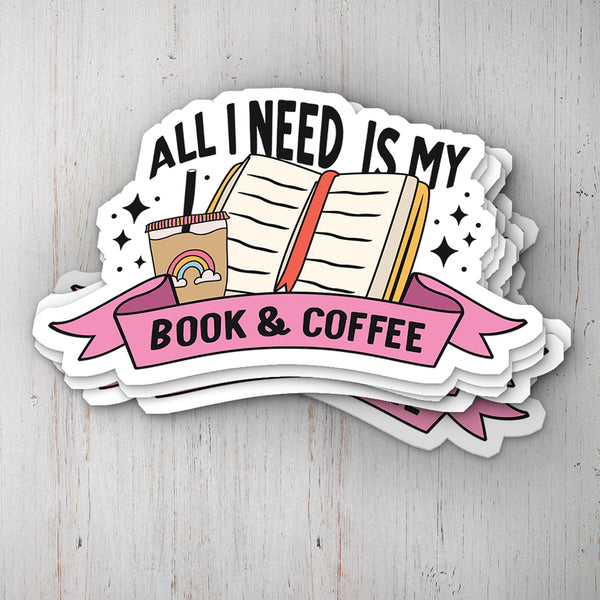 Books And Coffee Vinyl Sticker