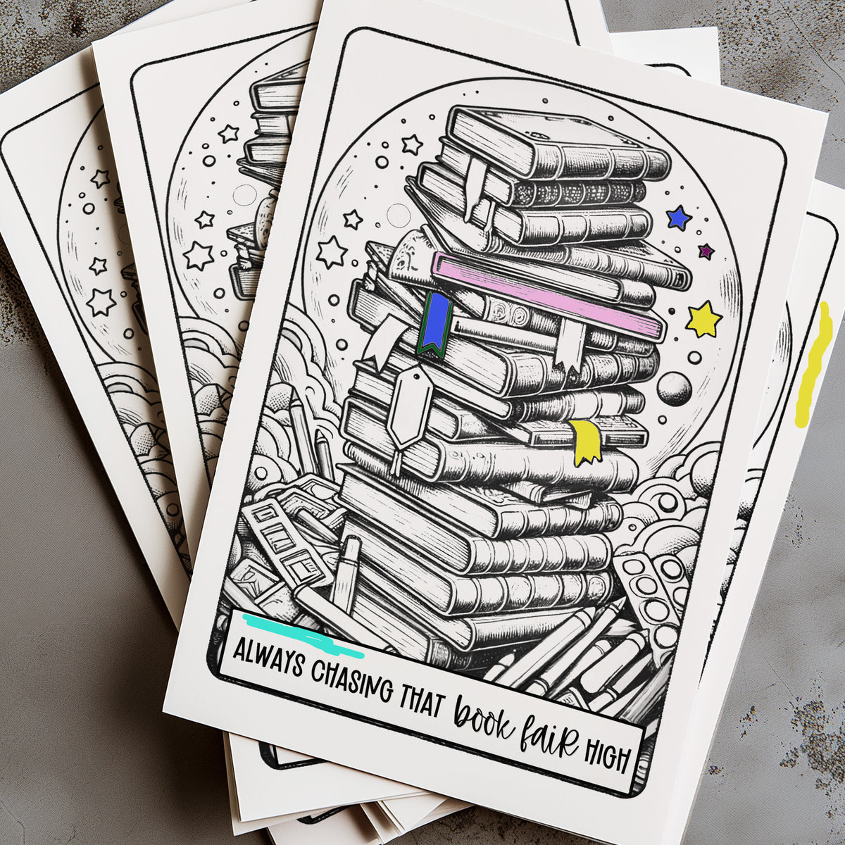Bookish Coloring Poster Kit 11"x17" - Chasing That Book Fair High