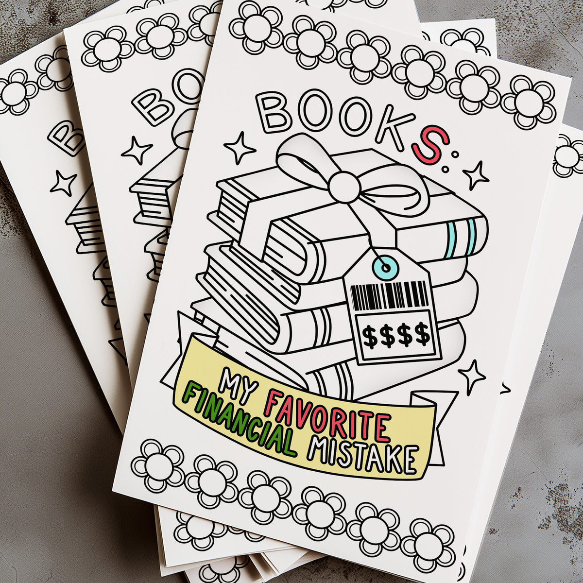 Bookish Coloring Poster Kit 11"x17" - Books Are My Favorite Financial Mistake
