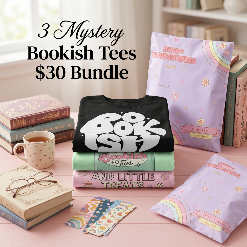 Mystery Book Lover T-Shirt Bundle — 3 Surprise Bookish Tees for $30
