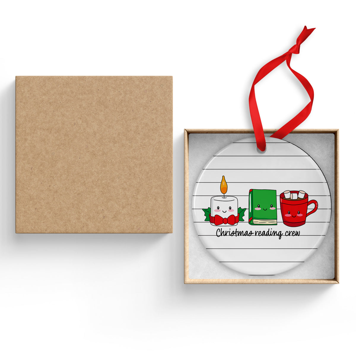 Christmas Reading Crew Ceramic Ornament