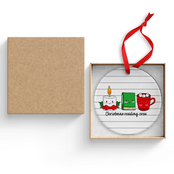 Christmas Reading Crew Ceramic Ornament