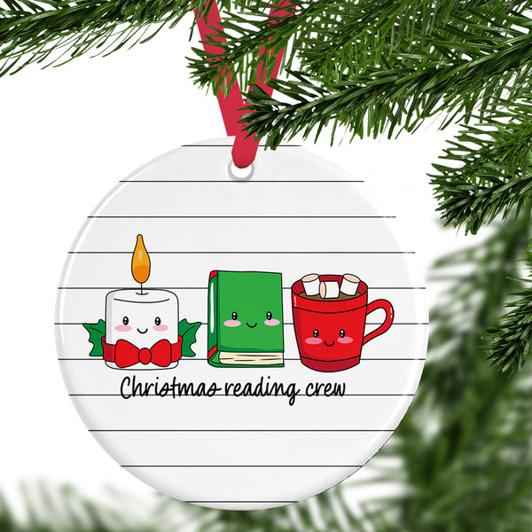 Christmas Reading Crew Ceramic Ornament