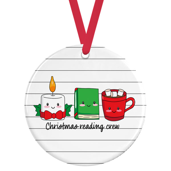Christmas Reading Crew Ceramic Ornament