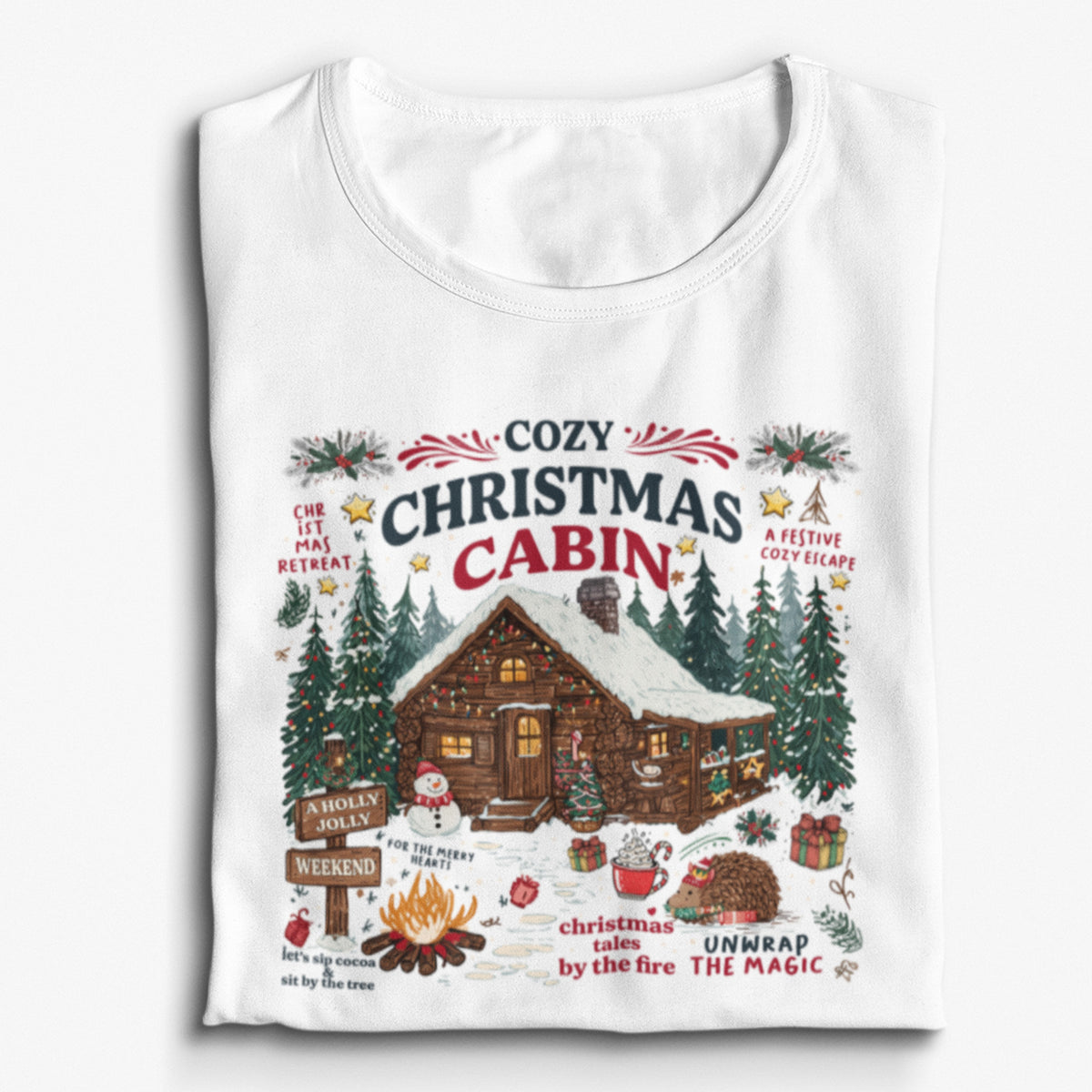 Cozy Christmas Cabin Unisex T-Shirt