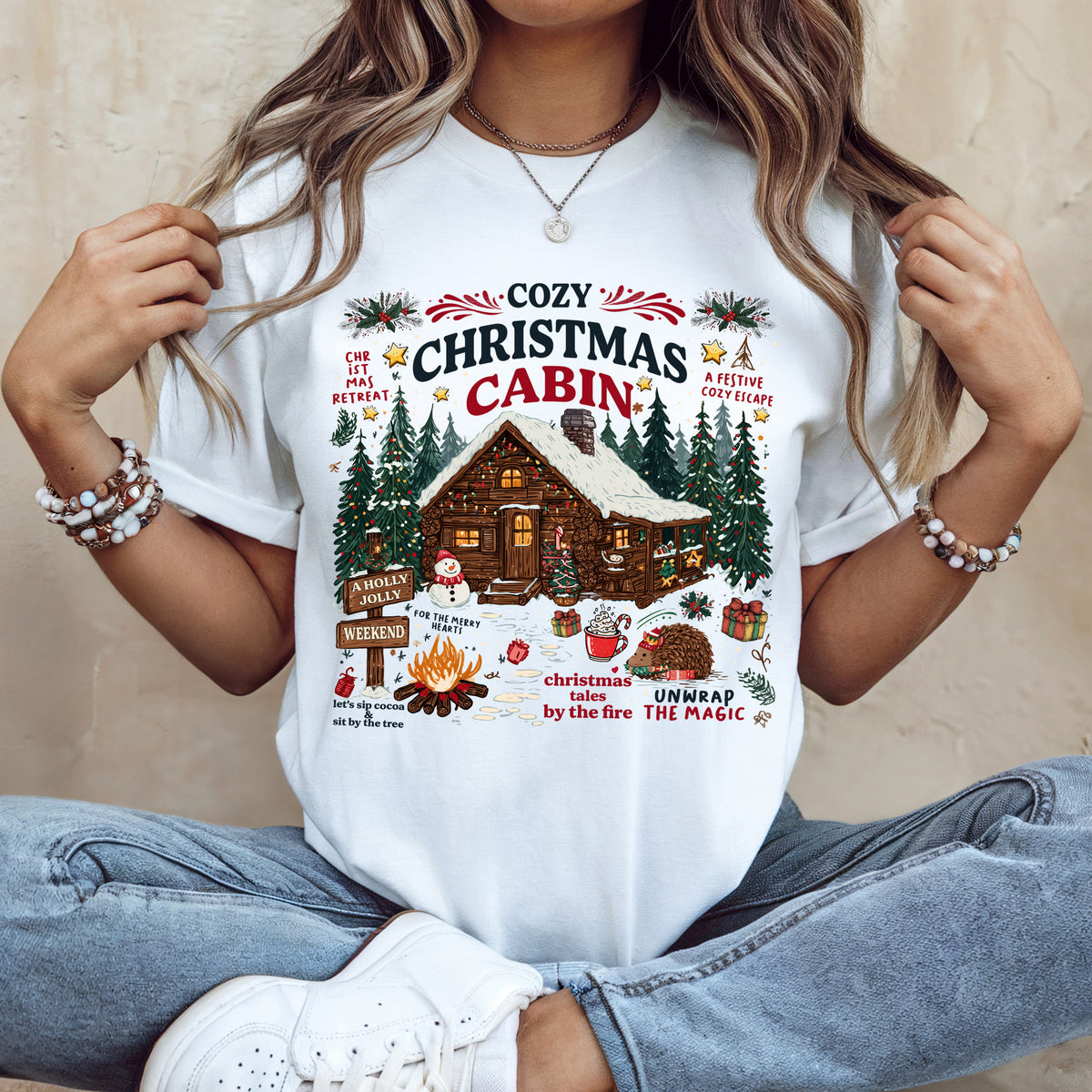 Cozy Christmas Cabin Unisex T-Shirt