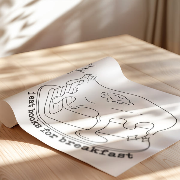 Bookish Coloring Poster Kit 11"x17" - I Eat Books For Breakfast