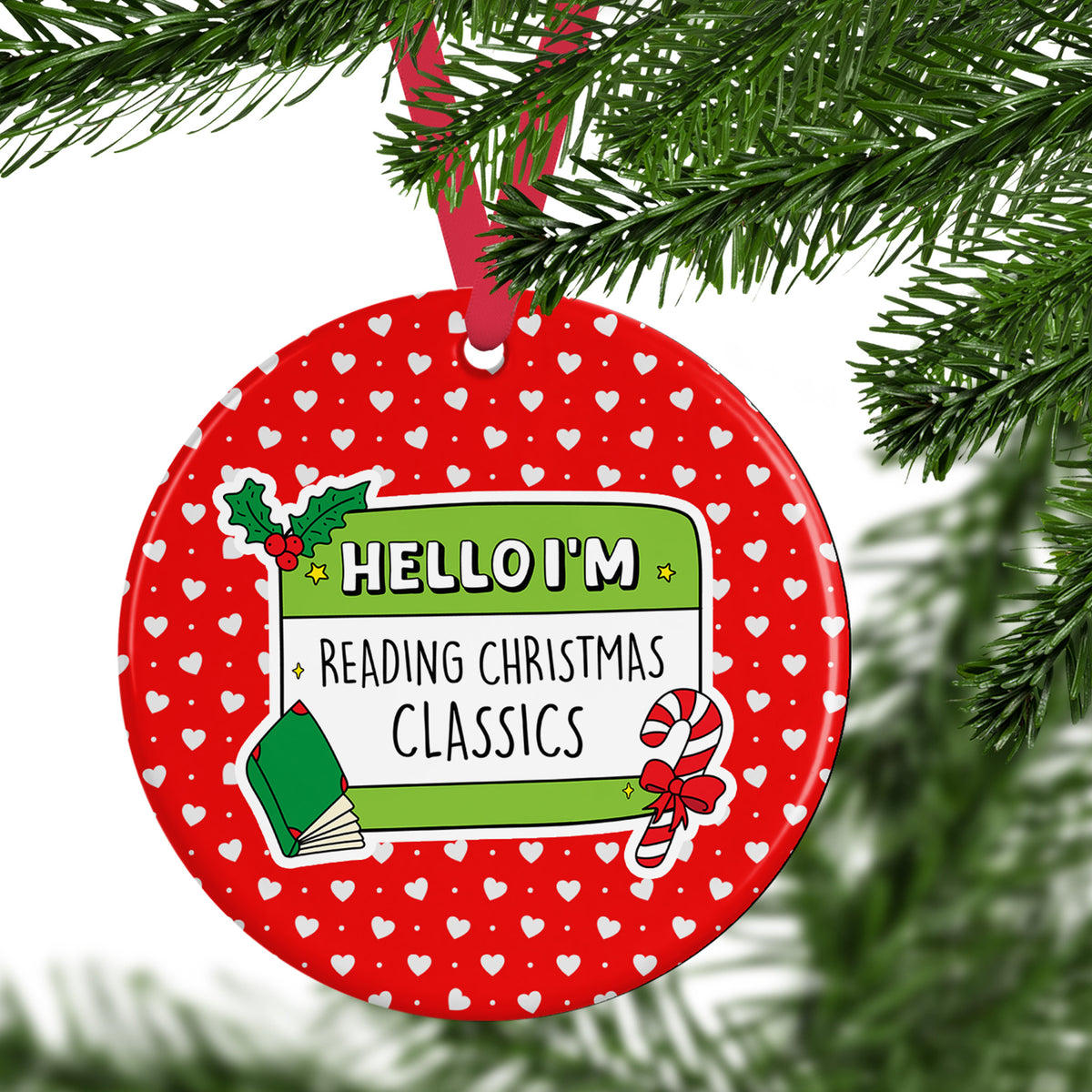 Reading Christmas Classics Ceramic Ornament
