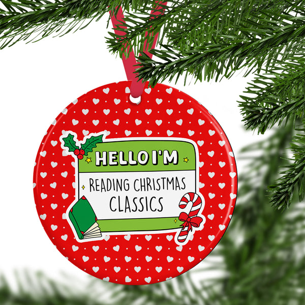 Reading Christmas Classics Ceramic Ornament