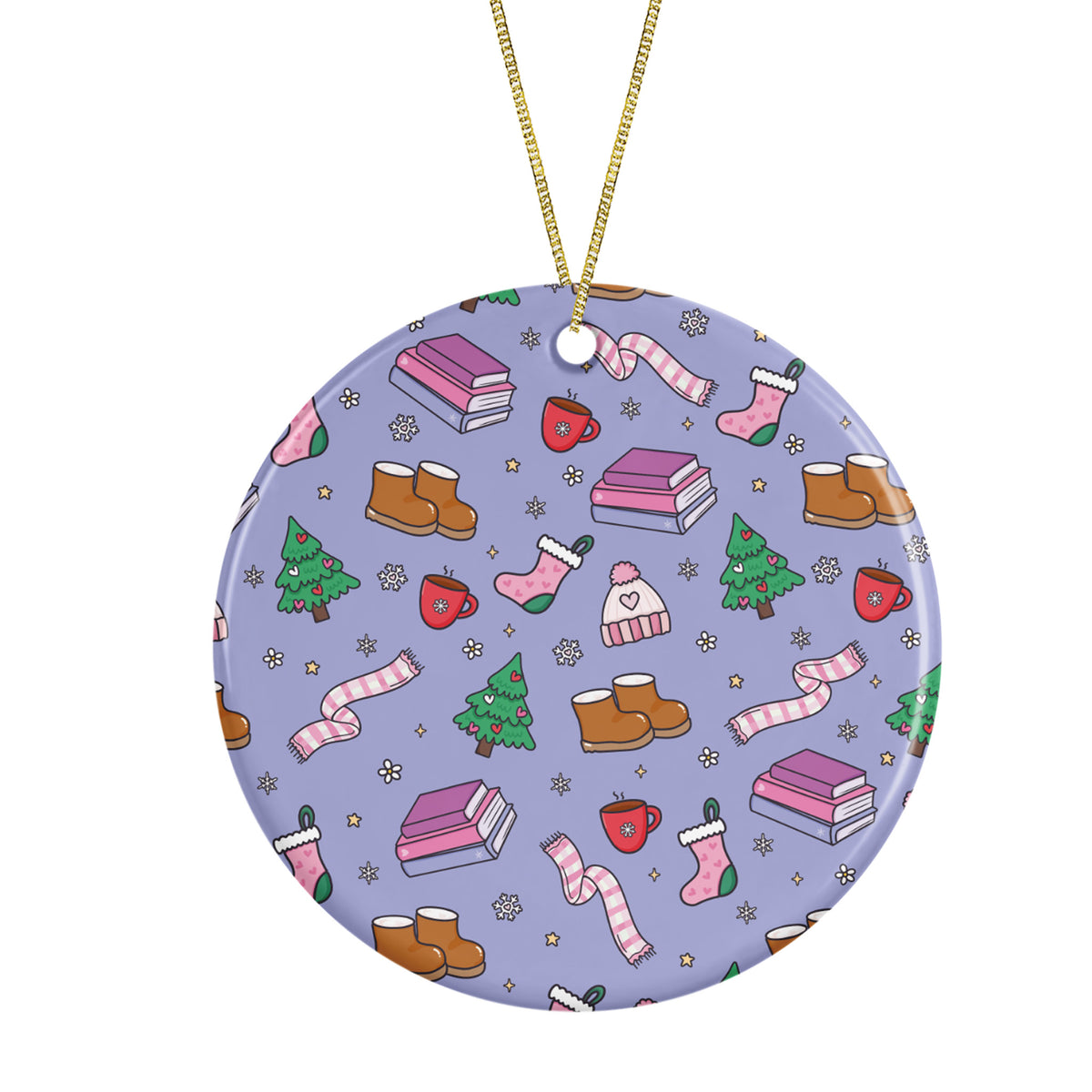 Winter In Bookland Ceramic Ornament