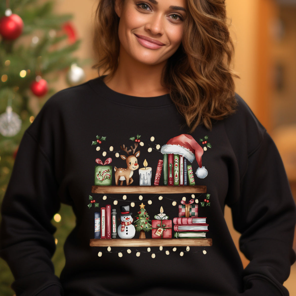 Christmas Bookshelf Unisex Sweatshirt