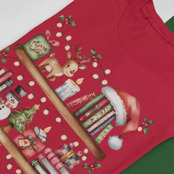 Christmas Bookshelf Unisex T-Shirt